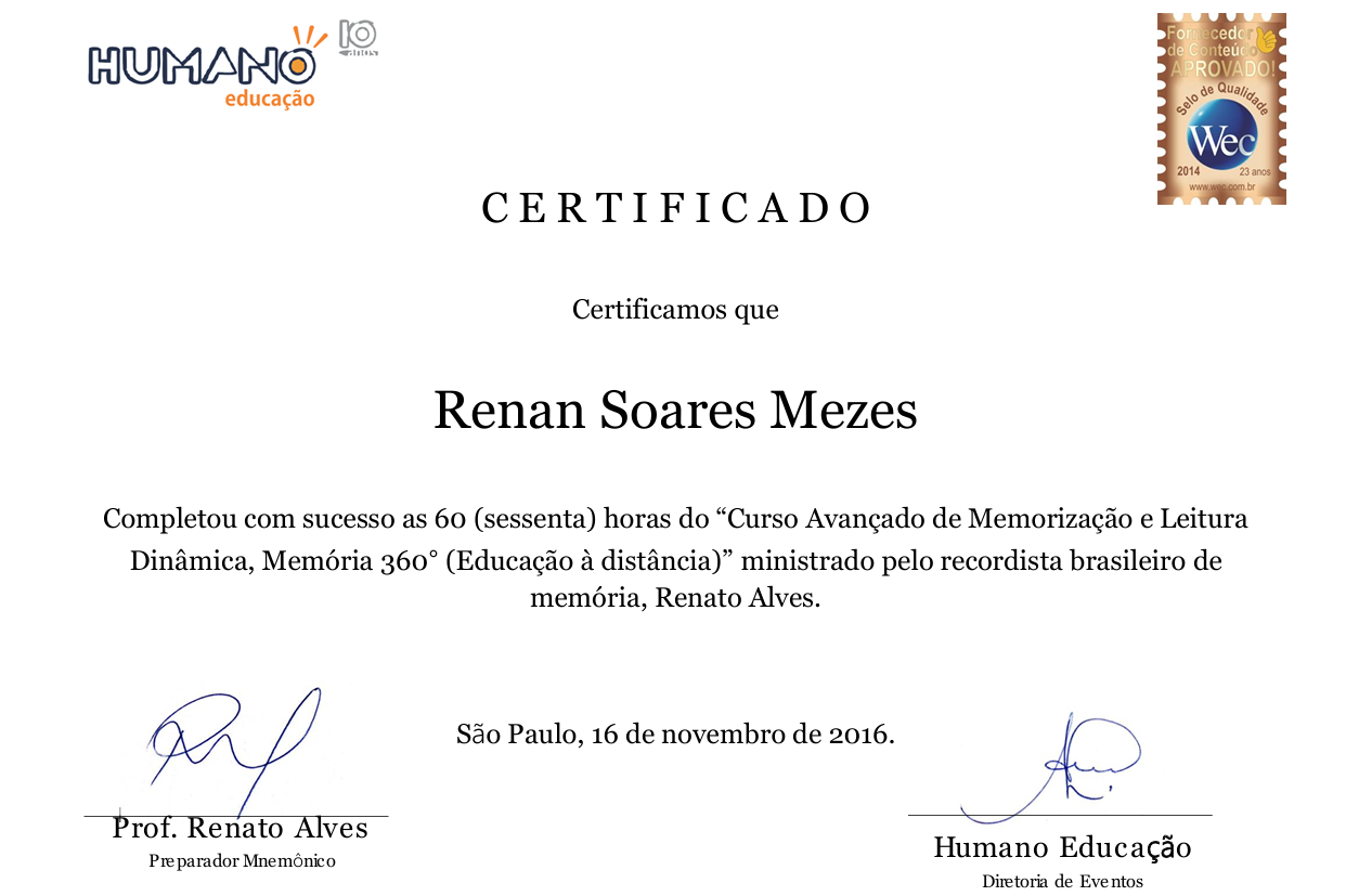 Certificado 360 Renan Soares Mezes